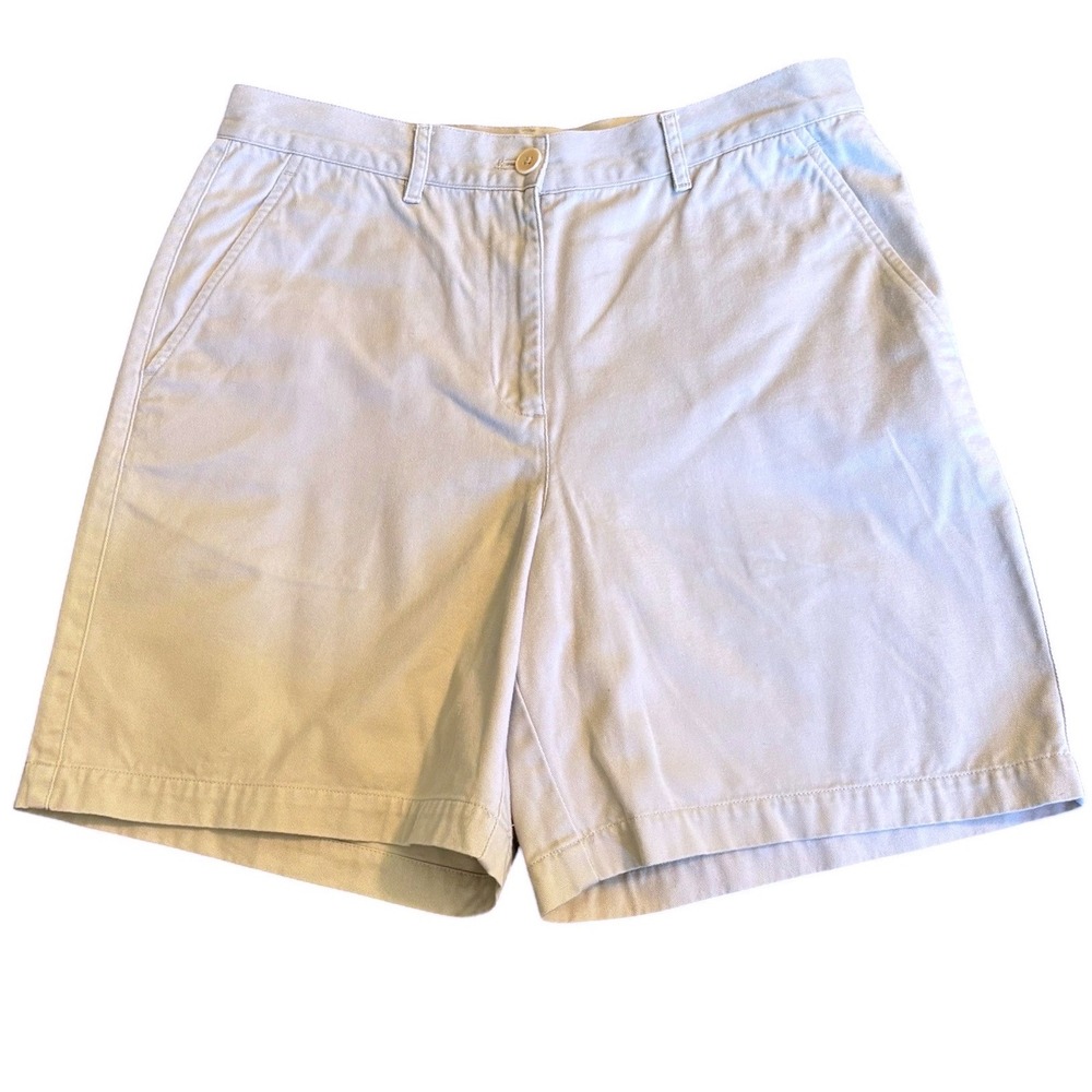 Lauren Ralph Lauren Womens Khaki Tan Cotton Chino Shorts Size 8 High Rise Preppy